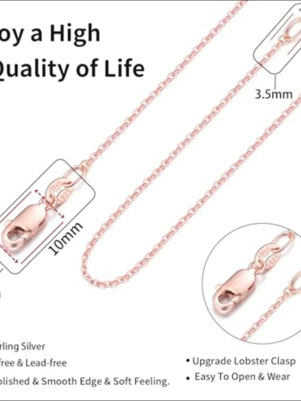 18k Gold Plated 925 Sterling Silver Chain Necklace Thin Dainty Sturdy - Picture 3 of 7